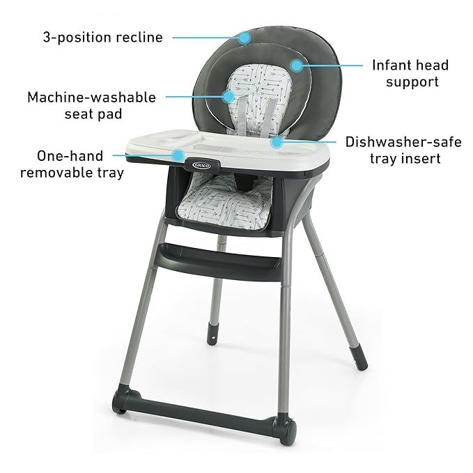 Graco Table2Table LX 6-in-1 Highchair, Willow with Infant Head Support & One-Hand Removable Tray