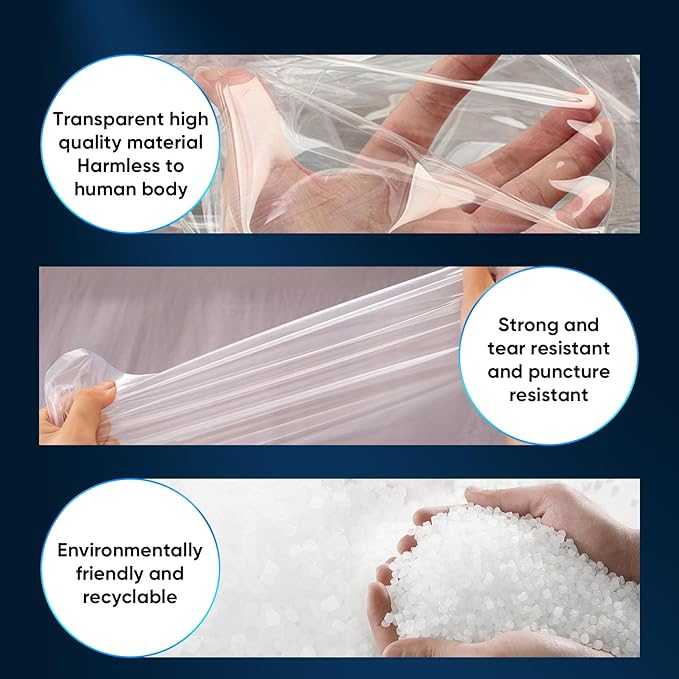 ZCHENBS® – Mattress Bags for Moving and Storage,Mattress Bag with Zippers,5 Mil Ultra-Thick Bed Bag,Waterproof,Anti-Tear,Heavy-Duty Mattress bag (Transaparent/Blue, Crib-(1 Pack))