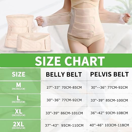 2 in 1 Postpartum Belly Band Wrap Beige, C-Section Support Belt XX-Large, Post Partum Support Recovery Waist/Pelvis Belt, Hysterectomy Belly Band Binder Girdle Stomach