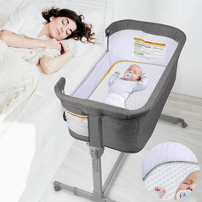 Lisara Baby Bassinet Mattress, 15" x 30" Dual Sided Gel Memory Foam Mattress with Waterproof, Removable and Breathable Ice Silk Cover, Fit for Moses Basket