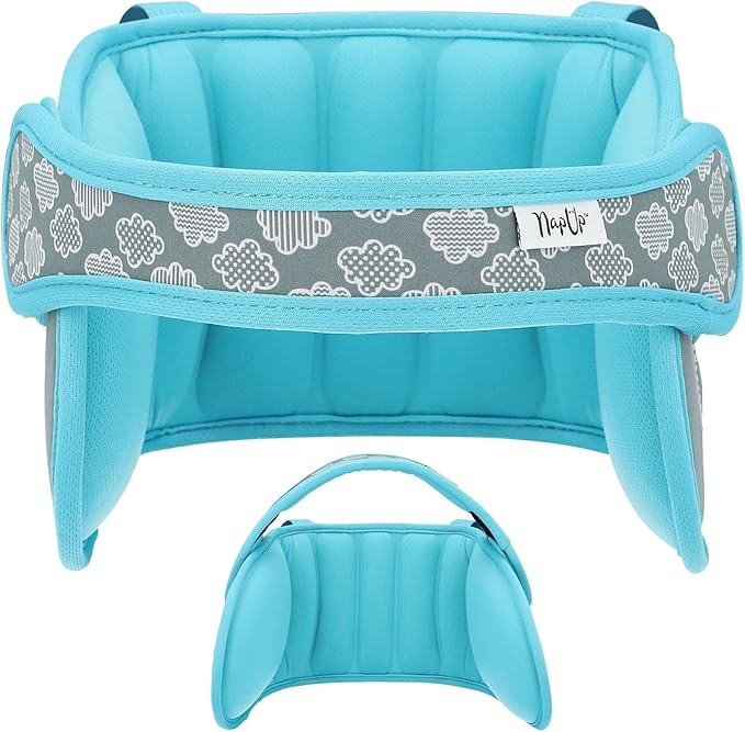 NAPUP Child Head Support for Car Seats – Safe, Comfortable Head & Neck Pillow Support Solution for Front Facing Car Seats and High Back Boosters – Baby Infant Toddler & Kids Travel Accessories (Teal)