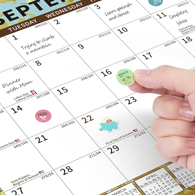 2025-2026 Calendar, 18 Month Wall Calendar 2025-2026 Hanging Spiral Bound Magnetic Fridge Desk Calendars 15" x 12", Jul 2025 - Dec 2026, A- Small Colorful