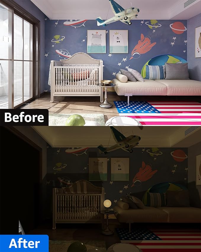 Sumobaby Blackout Curtains for Bedroom Portable 51"x64",No Drill Blackout Shades with Upgraded Hook&Loop Tapes,100% Black Out Window Cover,Thermal Insulated Blinds for Bedroom,Nursery(1 Panel,Black)