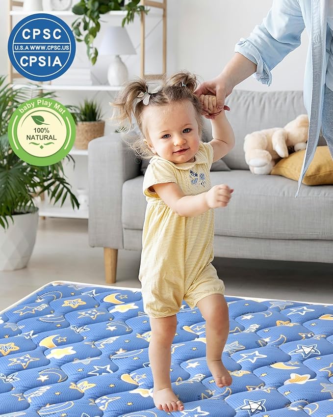 Odorless Premium Foam Baby Play Mat 36" x 36", Soft Microfiber Fabric Crawling Mat for Floor- Comfortable and Hypoallergenic, Non-Slip Cushioned Floor Playpen mat for Infants,Babies,Toddlers
