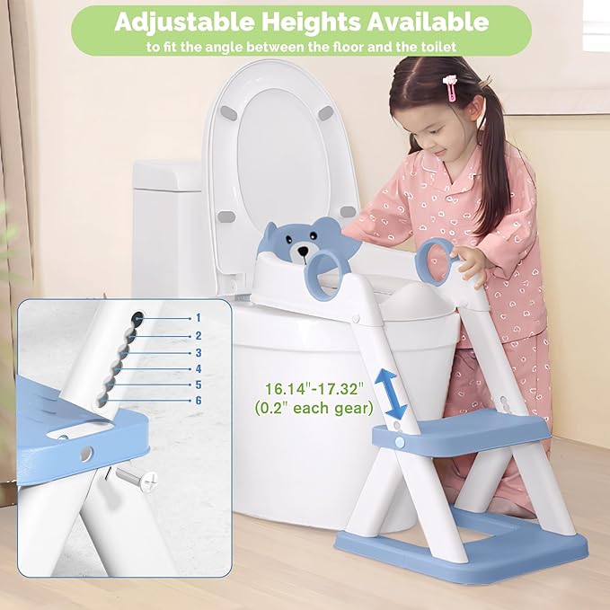 Toilet Seat, Potty Training Seat for Toddler, Upgraded 2-in-1 Potty Toilet Training for Boys and Girls,Waterproof Cushioned Mat with Non-slip Step Stool