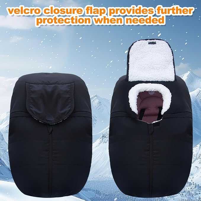 Fairy Baby Winter Car Seat Cover for Babies Carseat– Waterproof, Warm Car Seat Cover Baby – Universal Winter Cover for Back Seat, Infant Car Seat & Baby Carseat（Black）
