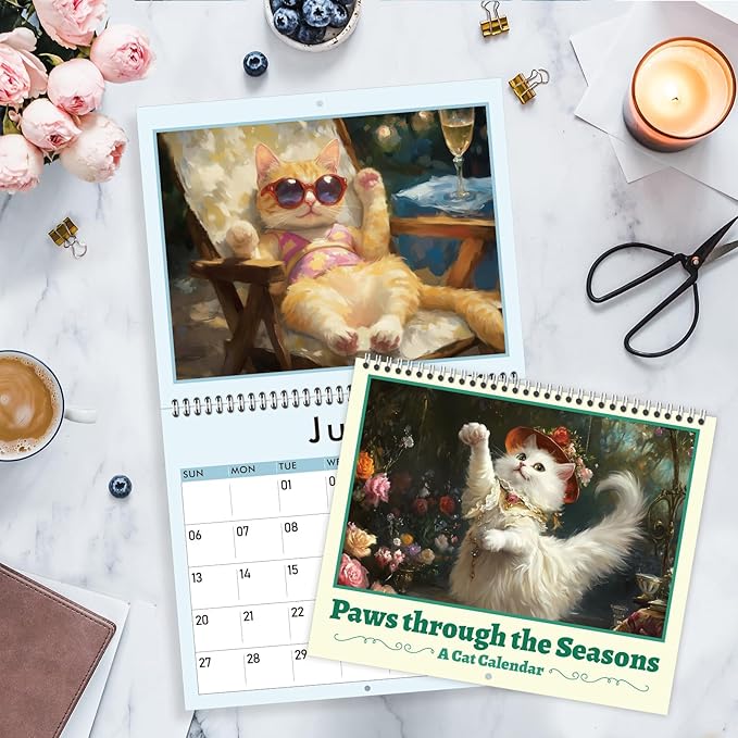 GuassLee Cat Vertical Wall Calendar 2025, 19-Months Aesthetic Hanging Wall Calendar Jun. 2025 to Dec. 2026, 14" x 23" Monthly Planner Cat Kitten with Thick Paper for Office Home Wall Decor Organizing