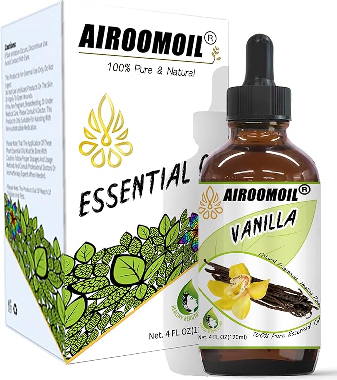 Vanilla Bean Essential Oil Warm Scented Oils Perfume Air Freshener Diffuser Candle Making Aroma Refill Wick Scent Skin Fragrance Oil 4 Fl Oz