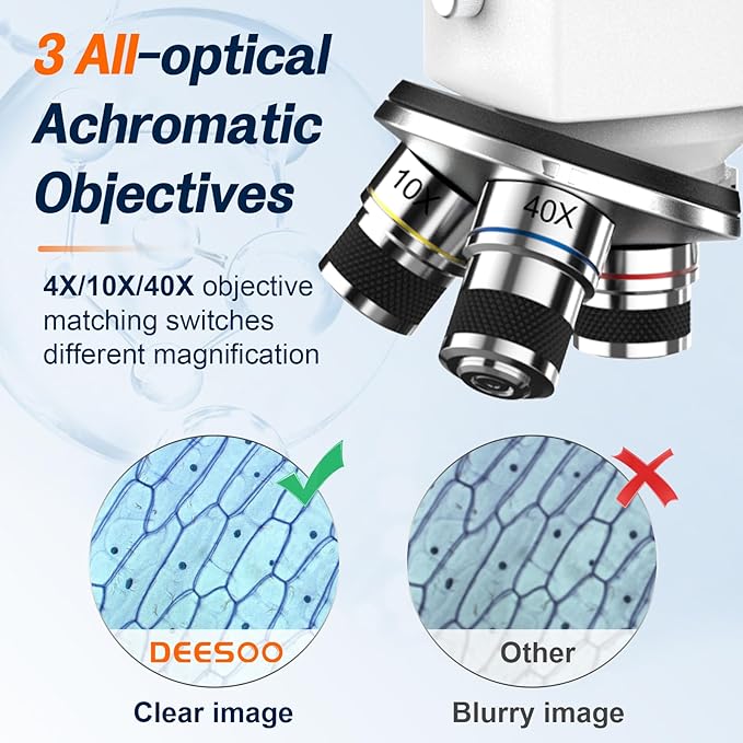 Microscope for Adults and Kids - 40X-2000X Monocular Microscopes with Slides Set, Dual Led Light, Phone Adapter, Professional Biological Optical Microscopes for Students School Home Education