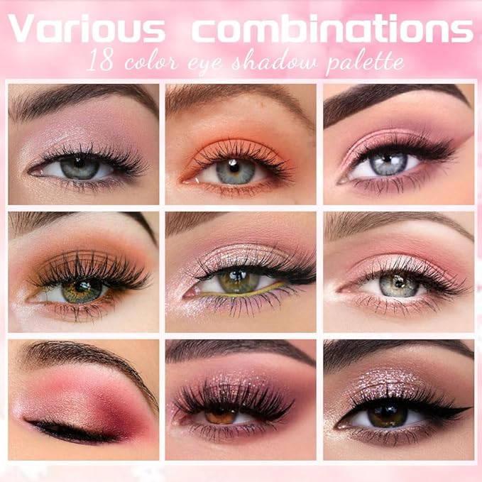 18 Girds Colorful Matte Shimmer Eyeshadow Palette for Eye Makeup,High Pigmented Eye Shadow Primers Powder Palet de sombras de ojos