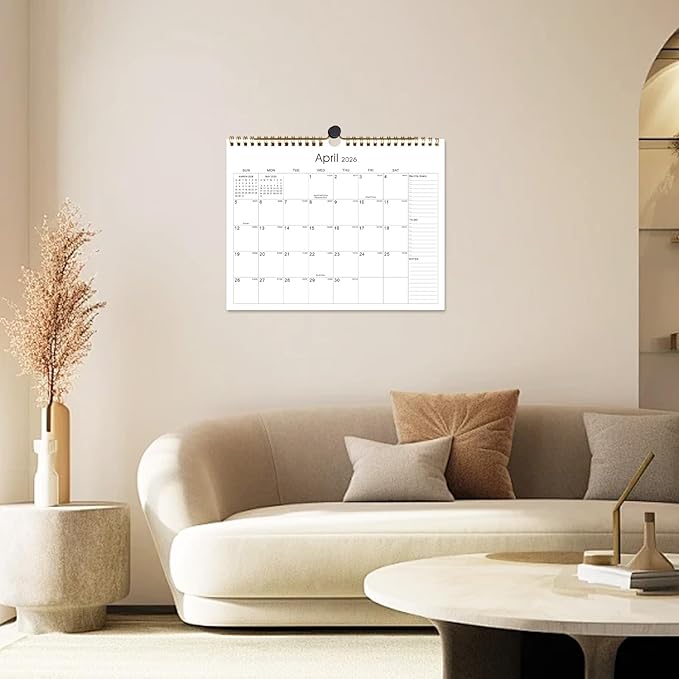 Calendar 2025-2027 22 Monthly Wall Calendar Runs from September 2025 until June 2027 Spiral Binding Hanging 11.5" x 14.7" Thick Paper with Julian Dates and Block for School Office（Simplicity）