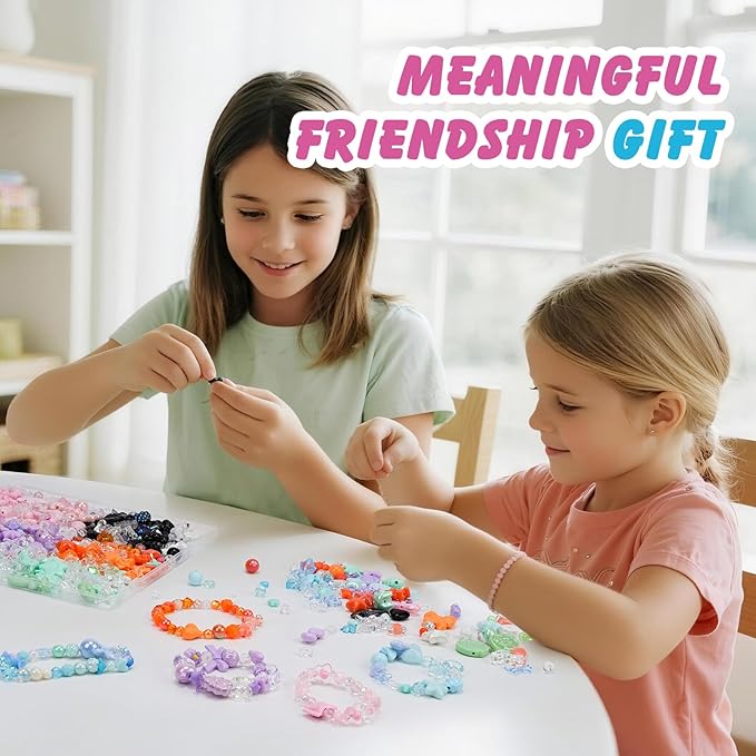 Sunlode Acrylic Beads for Bracelet Making, Assorted 6 Colors Cute Beads, Flower Bow Candy Bear Kawaii Bracelet Charms for Jewelry Making, Necklace Keychains Phone Charms DIY Crafts Gifts for Girls