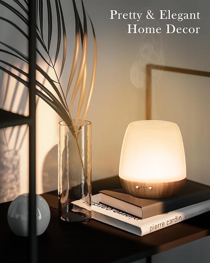 Glass Essential Oil Diffuser, 180ml Ultrasonic Aroma Diffuser for Essential Oil Large Room, Auto-Off Timer & Night Light, Quiet, Air Diffusers for Home Bedroom Office, Gift Idea