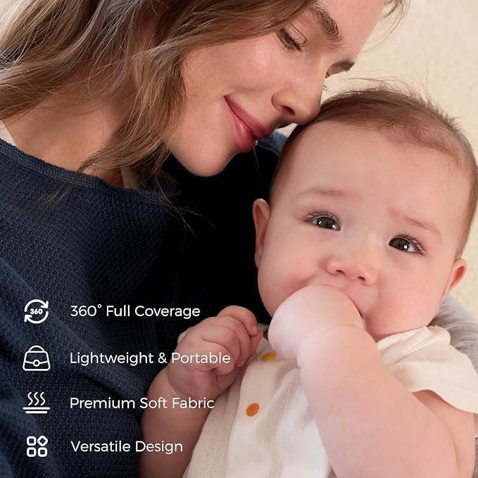 Momcozy Nursing Cover for Breastfeeding, Breathable Soft Privacy Poncho, Multi-Use Stroller Cover, Baby Blanket, and Stylish Scarf, Portable, Includes Laundry Bag
