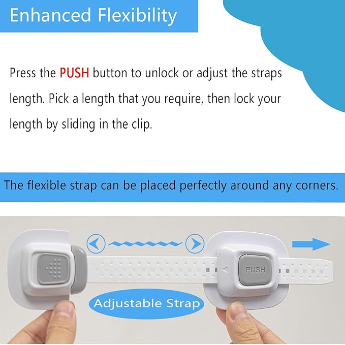 YEYA No Drill Anti Tip Furniture Adjustable Straps Wall Anchors for Baby Proofing with 3M Adhesive (Upgraded 4P)