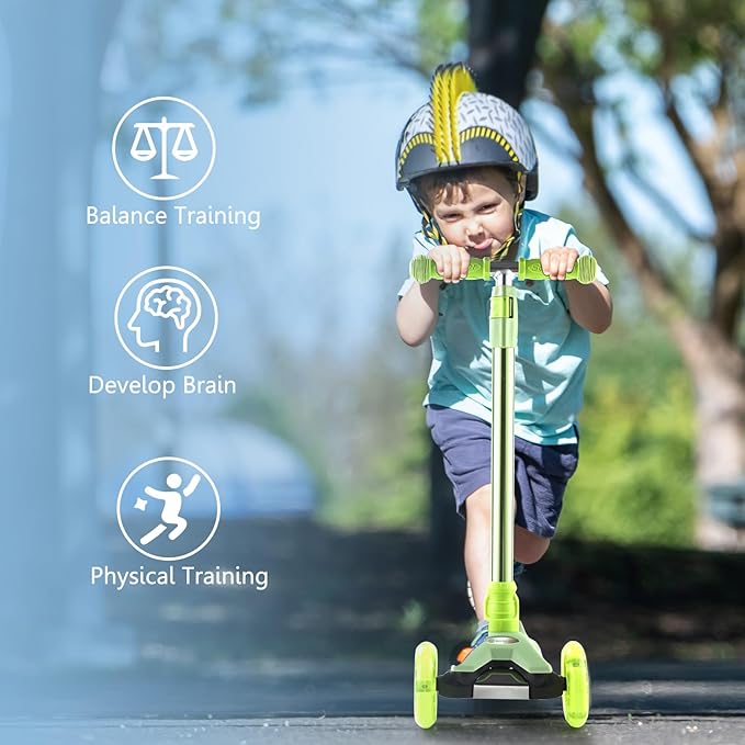 3 Wheel Scooter for Kids Ages 6-12,Kids Scooter with Light Up Wheels, Sturdy Deck Design, and 4 Height Adjustable Suitable for Kid Ages 3-12