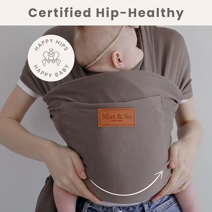 Baby Wrap Carrier - Premium Cotton Baby Carrier Wrap for Newborn to Toddler- Infant Carrier for Babies 8-35 lb - Baby Holder One Size Fits All with Front Pocket by Max&so
