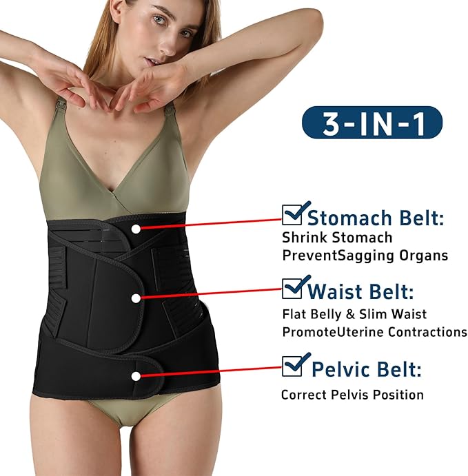 3 in 1 Postpartum Belly Band Post Partum for Women Abdominal Binder Surgery C Section Recovery Stomach Belly Wrap Belt