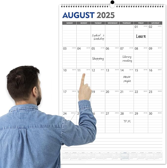 GuassLee Extra Large Wall Calendar 2025-26, 20"x 30" Gaint Vertical Wall Calendar 2025, Jun. 2025 to Dec. 2026, 19-Month Paper Hanging Planner Wall with Julian Date for Office Home