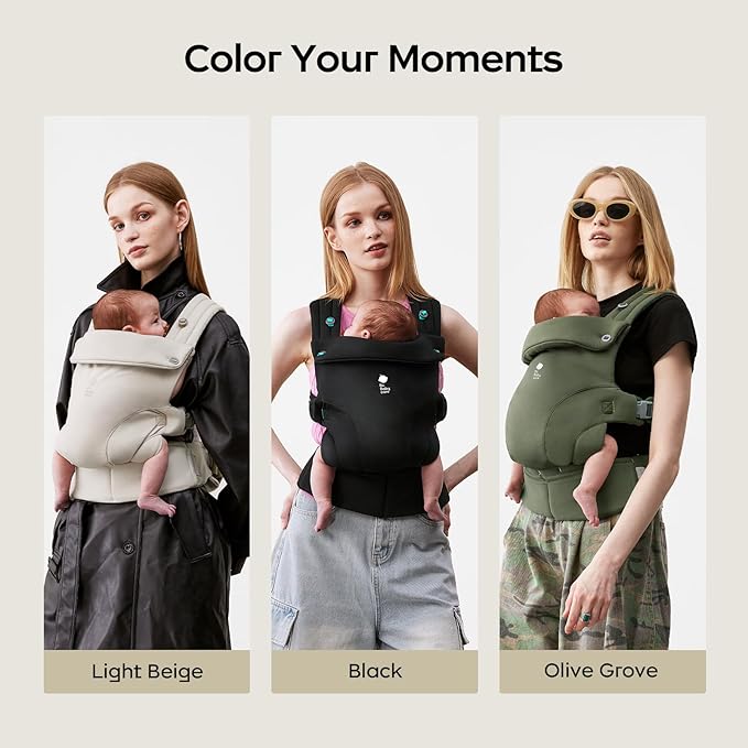 Bc Babycare CocoonGo Baby Carrier – CloudTouch Soft & Ergonomic Baby Carrier for 7–44 lbs | Easy to Wear, Adjustable Fit, Travel-Ready, Machine Washable (Olive Grove)