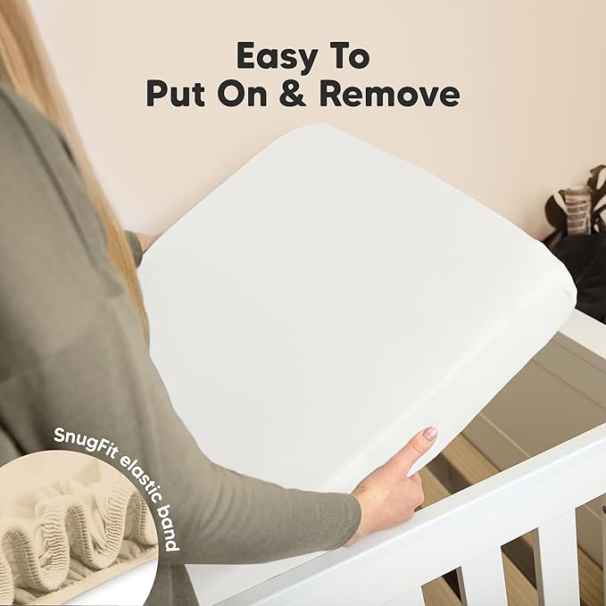 KeaBabies 2-Pack Organic Crib Sheets for Boys, Girls - 52x28 Fitted Crib Mattress Sheet Neutral, Breathable Jersey Cotton Cover for Baby Bed, Toddler Mattress, Soft & Cute Prints (Khaki)