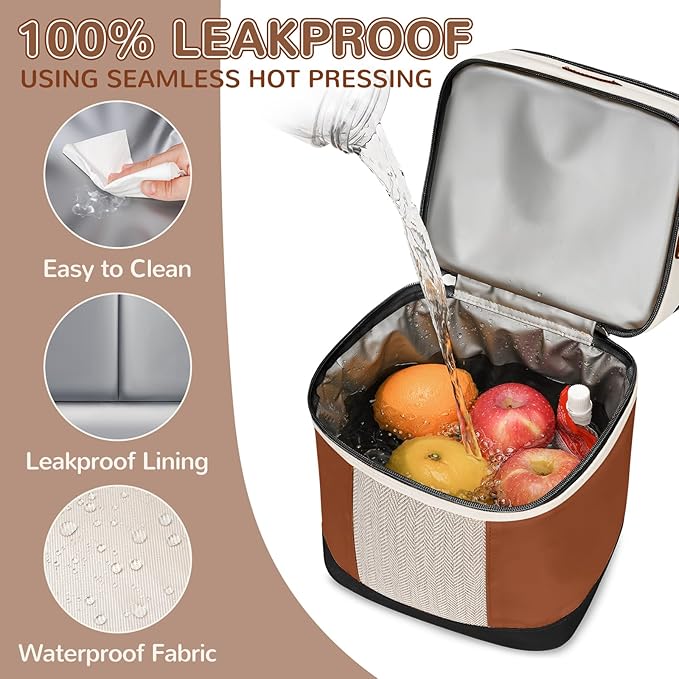 Mancro Breast milk Cooler Travel Bag Fits 6 Bottles Up to 9 Ounces，Double Layer Baby Bottle Cooler Bag with Ice Pack，Insulated Baby Bottle Bags for Daycare & Nursing Moms,Black and Brown