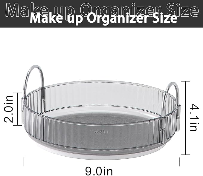 Rotating Makeup Organizer for Vanity, High-Capacity Skincare Clear Make Up Storage Perfume Organizers Cosmetic Dresser Organizer Countertop 360 Spinning (Gray, 1 Tier)