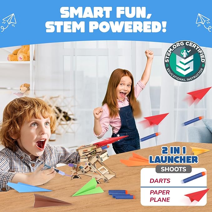 Smartivity 2in1 Hydraulic Airplanes & Darts Launcher STEM Toy for Kids Ages 6-14 Years I Birthday Gifts for Smart Kids | DIY Science Kit for Boys & Girls 6, 8,10,12,14 Years Old