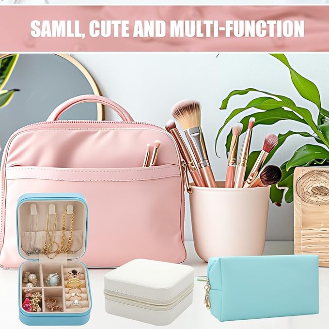 Bridesmaid Proposal Gifts Letter Cosmetic makeup bag bulk for Wedding Party Favors Bachelorette party decorations Toiletry Organizer Bag Makeup Case Gift (8, White&Blue)