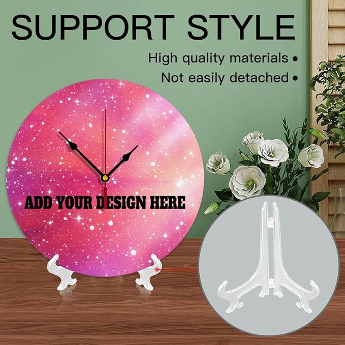 Generic Custom Wall Clock Personalized Clocks with Photo Text Logo That PVC Customized Round Silent Clock for Living Room Wedding Friend Family Lover, 10inch-25cm