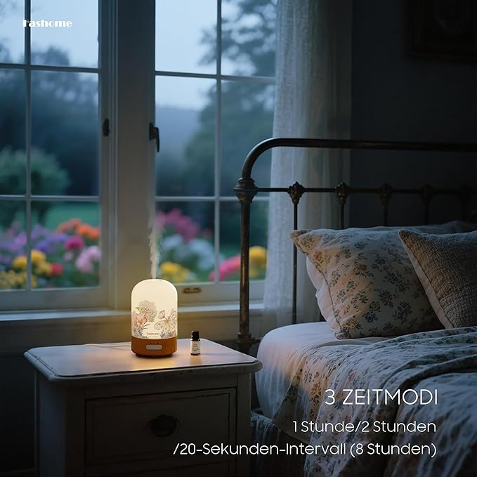 Essential Oil Diffuser with Vanilla Aromatherapy Essential Oils, 6 in 1 Ultrasonic 100ML Aromatherapy Scent Humidifier Vaporizer with Dense fine Mist, Timer, Auto-Off (Spring-Vanilla Oil)