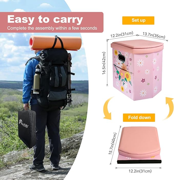 Upgrade XL Portable Toilet for Adults, Extra Large Portable Travel Floding Toilet, Camping Tall Toilets with Lid for Adults and Kids Compact Potty for Car,Hiking,Beach and Camping