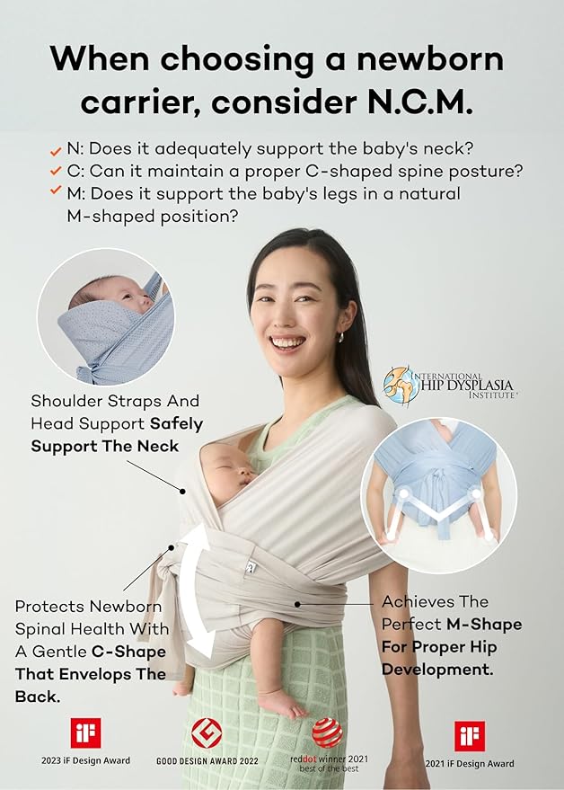 Konny Baby Carrier Flex AirMesh with Head Support- Adjustable, Easy to Wear Baby Wrap Sling, Perfect for Newborn Babies Essentials up to 44 lbs (XS-XL) -Pale Blue