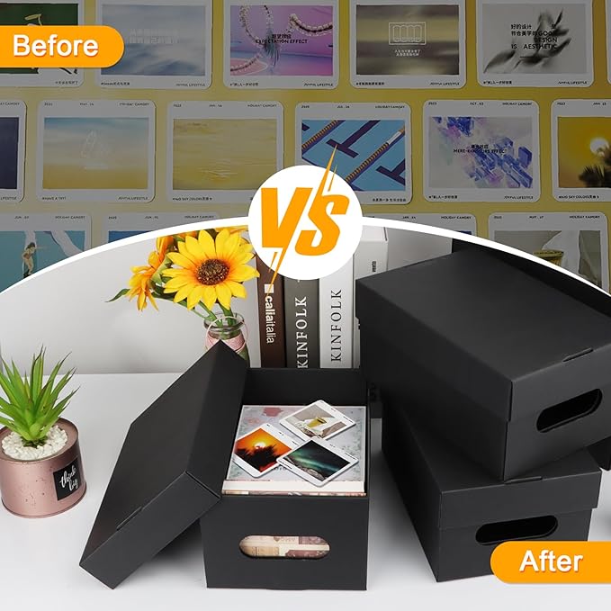 10PCS Photo Storage Box for 4"x6" Photos,10.2“ x 6.5“ x 4.7“ Picture Box Store and Protect Pictures,Documents Black