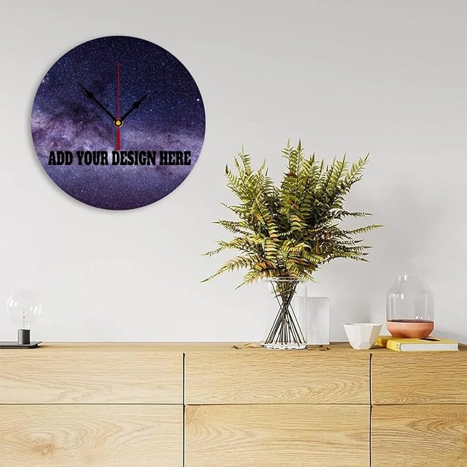 Generic Custom Wall Clock Personalized Clocks with Photo Text Logo That PVC Customized Round Silent Clock for Living Room Creative, 10inch-25cm