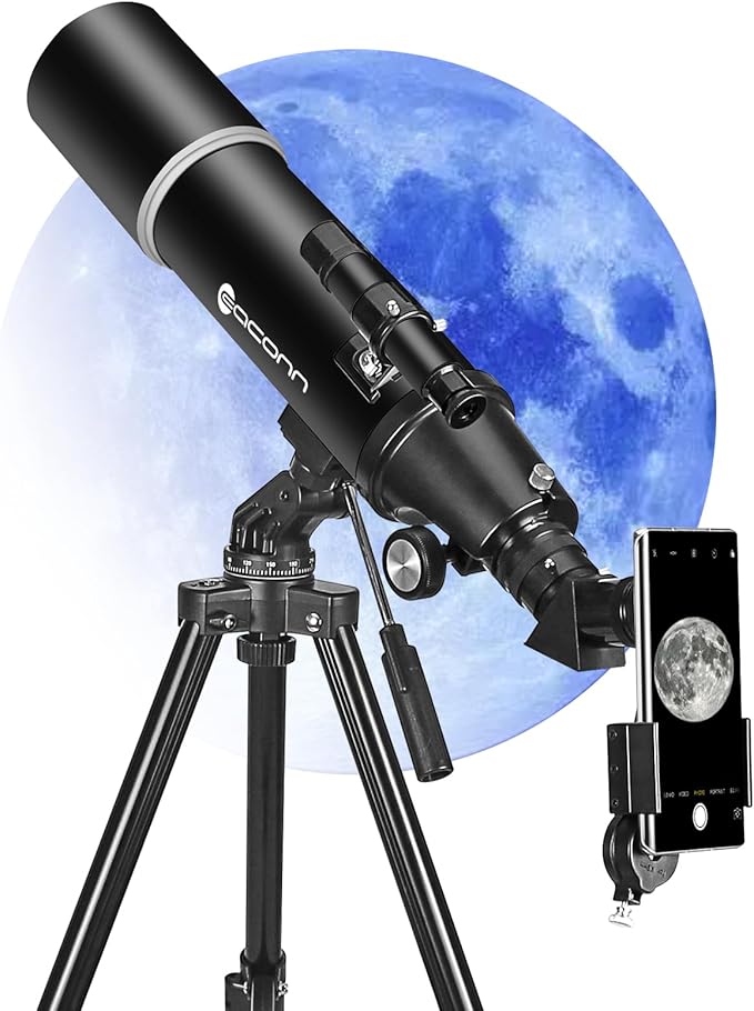 Telescopes for Adults Astronomy, 80mm Aperture 600mm Refractor Telescope for Kids & Beginners, Compact and Portable Travel Telescopio with Backpack