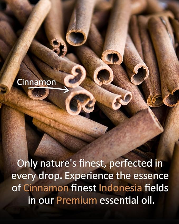 Pure Cinnamon Essential Oil, 100% Pure Natural Cinnamon Essential Oil, Premium Grade Essential Oils for Diffusers for Home, Skin, Care Massage, Soap Making, Aromatherapy, 4 Fl Oz | 120ml