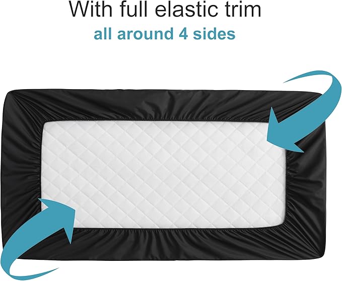 NTBAY 2 Pack Waterproof Crib Mattress Protector, Quilted 28"x52" Toddler Fitted Sheet - Machine Washable - Soft and Breathable Mattress Pad Cover for Crib, Nursery, Daycare, Cot, Black