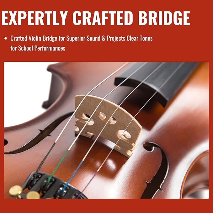 3/4 Violin for Kids, Beginners, Students, Solid Spruce Top, Maple Back Fiddle with Brazilwood Bow, Tuner, Hard Case, Shoulder Rest & More, Perfect Handcraft Gift for Young Musicians