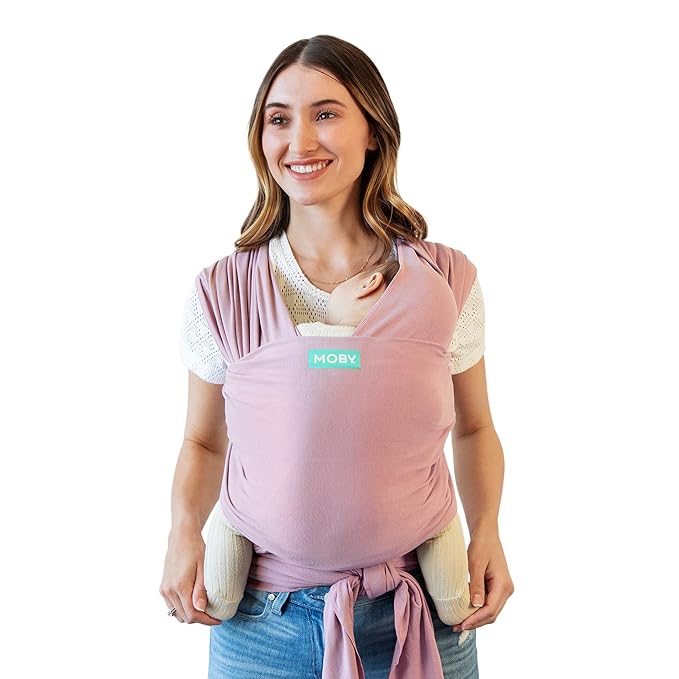 Moby Baby Wrap Carrier Classic for Newborns to Toddlers (8-33lbs), Infant Sling Carrier, Lightweight & Hands Free Design, Adjustable for All Body Types (Dusty Rose)