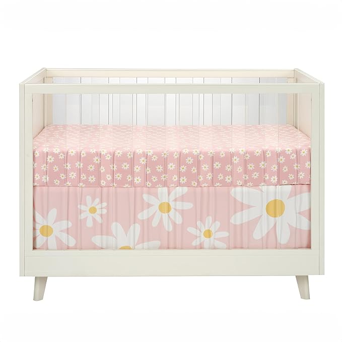 Lambs & Ivy Daisy Dreams 3-Piece Crib Bedding Set - Pink, White, Modern, Garden