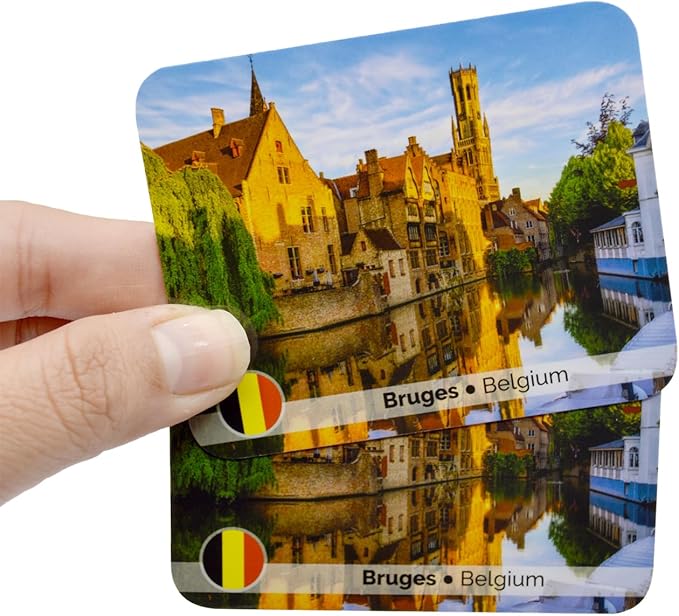 Menique Explore The World Memory Matching Game – 100 Cards (50 Pairs) with Famous Landmarks from 50 Countries – Includes Flag, Country & Place – Educational Geography Game + Informative Booklet