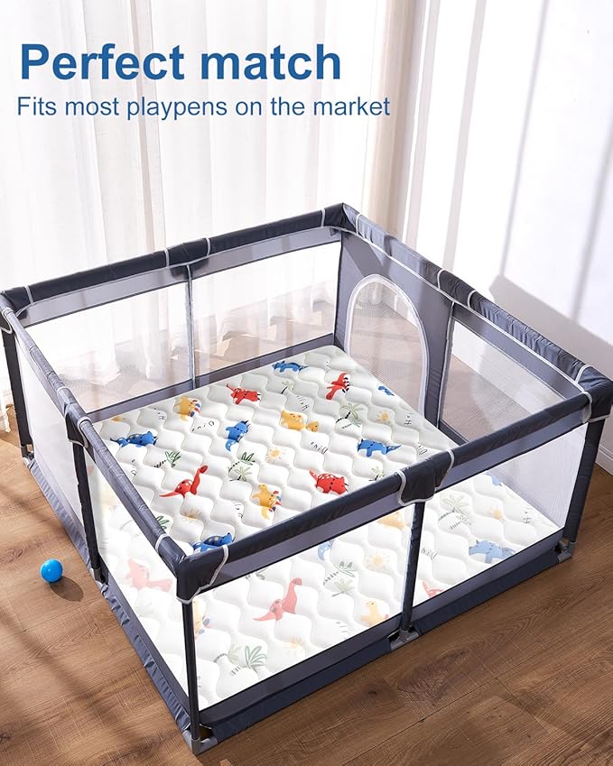 Odorless Premium Foam Baby Play Mat 4ft x 6ft, Soft Microfiber Fabric Crawling Mat for Floor- Comfortable and Hypoallergenic, Non-Slip Cushioned Floor Playpen mat for Infants,Babies,Toddlers