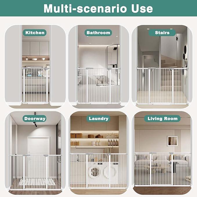40.5" Extra Tall Baby Gate for Stairs, 68.5"-72.2" Extra Wide Large Dog Pet Gate Indoor for House, Long Safety Child Gate No Drill, Metal Auto Close Doggie Barrier for Doorway, White