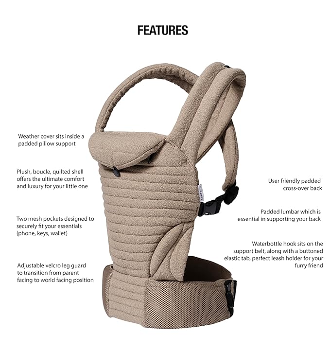 Bumpsuit Baby Carrier for Men Women Newborn to Toddler (7-45 lbs), Ergonomic Face-in & Face-Out Quilted Shell Baby Wearing Carrier with Pockets and Padded Cross Over Back Straps