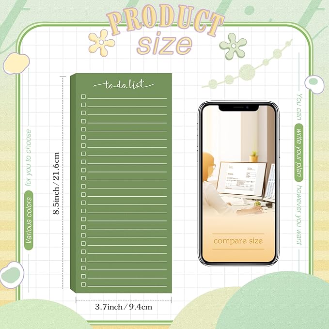 Censen 10 Pack 500 Sheets To Do List Notes Daily Checklist Notepads with 50 Sheets Each Undated Color Memo Pad Block Shopping List Pad Weekly Plan Notepad Organizer Planners(Gradient Green,Lined)