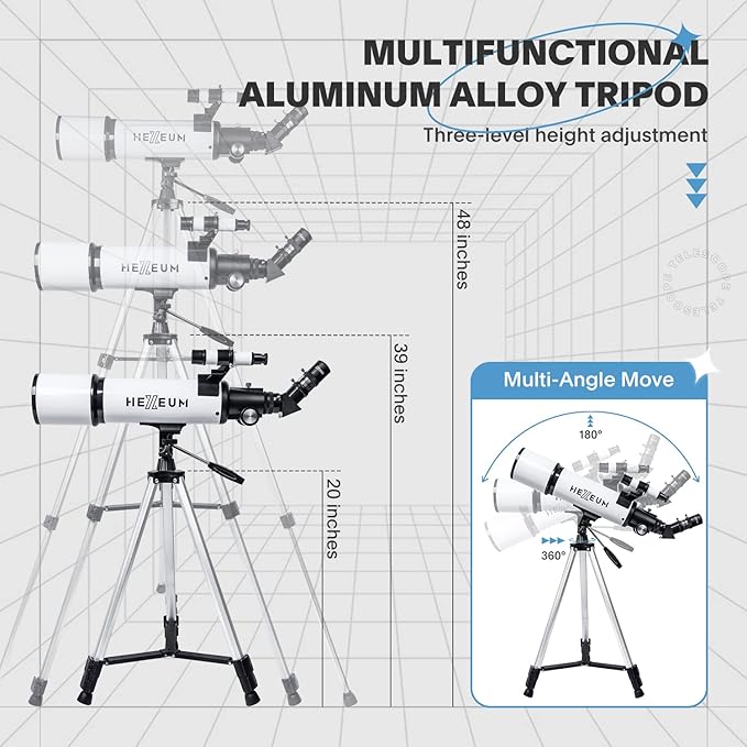 Telescope 80mm Aperture 600mm - Astronomical Portable Refracting Telescopes Fully Multi-Coated High Transmission Coatings AZ Mount with Tripod Phone Adapter, Wireless Control, Carrying Bag.