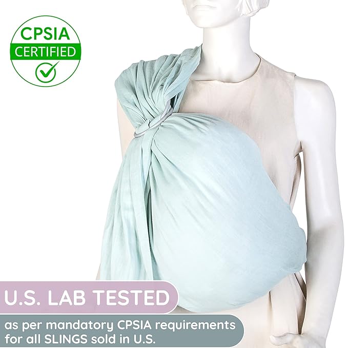 Baby Sling Carrier – Breathable 100% Cotton Wrap for Infant Support, Ring Sling Baby Carrier – Adjustable Muslin Fabric, Light Green Baby Carrier Newborn to Toddler – Soft Chest Hold for Travel