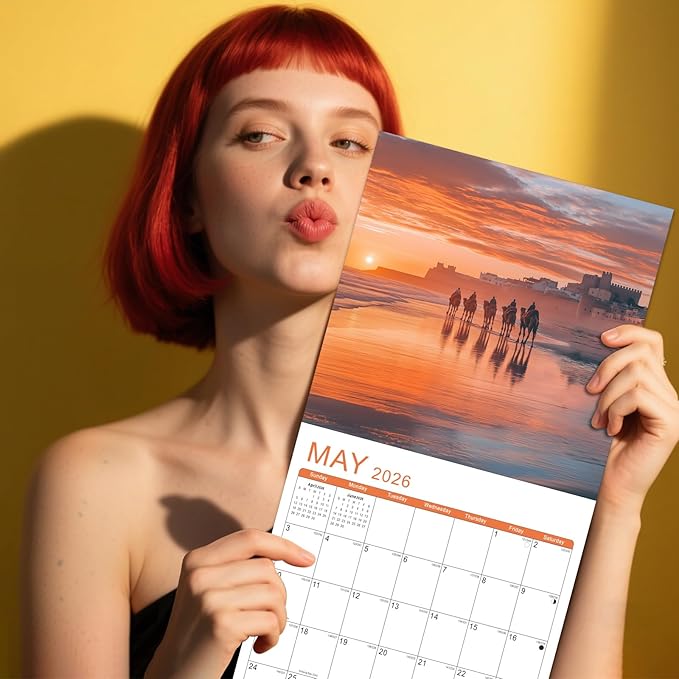 Gannyfer Calendar 2025-2026, 18 Months Beaches Wall Calendar 2025-2026, Large Wall Calendars 12" x 24" Opened, Perfect as Gifts for Friends, Family