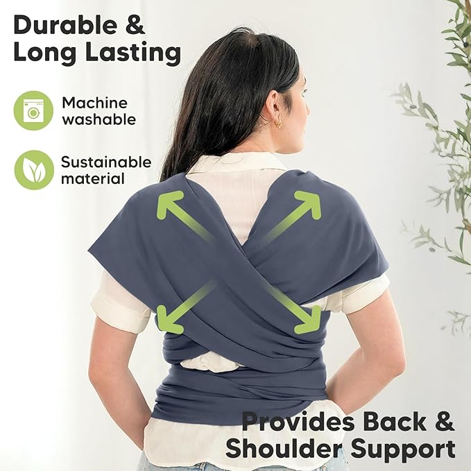 KeaBabies Baby Wrap Carrier - All in 1 Original Baby Carrier Newborn to Toddler Sling, Easy to Wear, Hands Free Bonding, Lightweight, Breathable Infant Wraps (Raven)